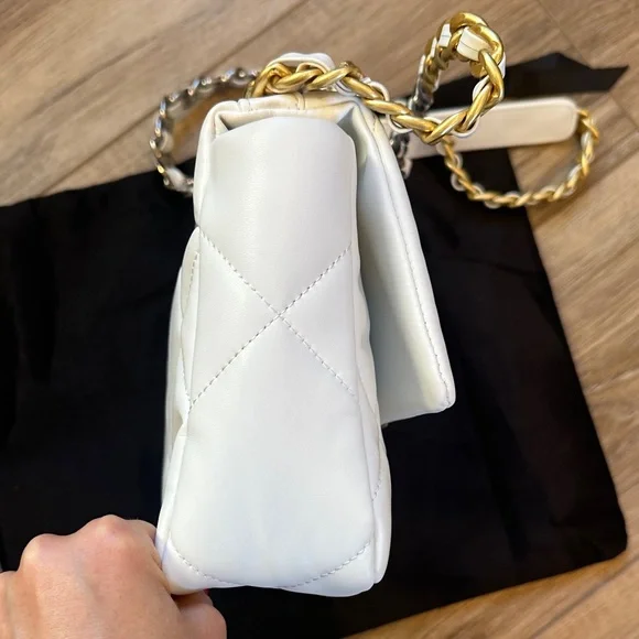 C hanel CC 19 look a like Classic White Quilted Shoulder Bag - Picture 6 of 10